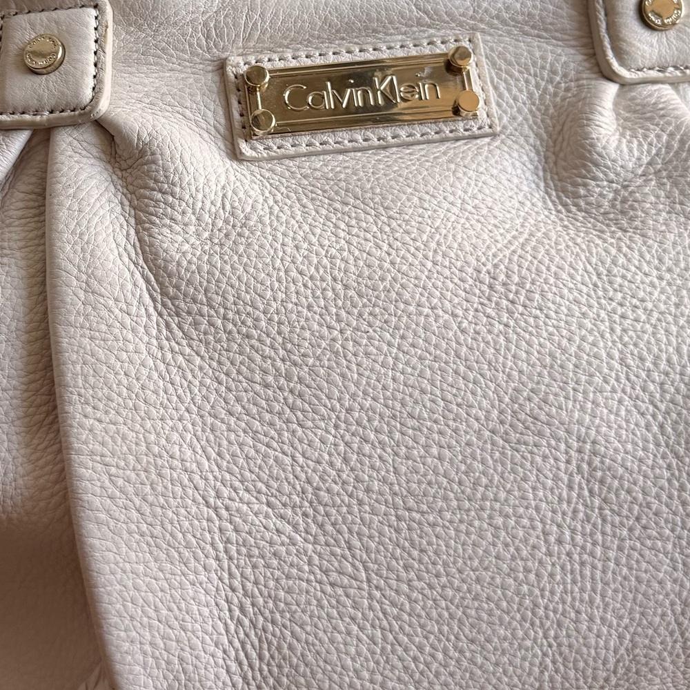 Calvin Klein Cream Leather Satchel with Gold Hardware - Picture 2 of 8